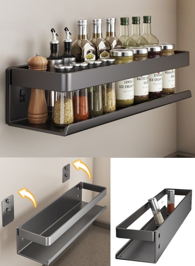 Adhesive Wall-Mounted Seasoning Rack for Kitchen,No Punching Required Carbon Steel Storage Shelves Wall Spice Jar Storage Rack Kitchen Storage Shelves for Kitchen and Bathroom 40cm - Image 3