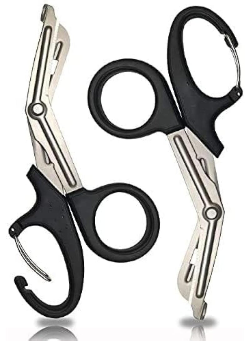 ChicAbode 2 Pack 7.5" Trauma Shears With Carabiner-Titanium Coated Bandage Scissors, Nursing Scissors With Non-Stick Blades Stainless Steel for Workers, Doctors & Nurses - Image 1