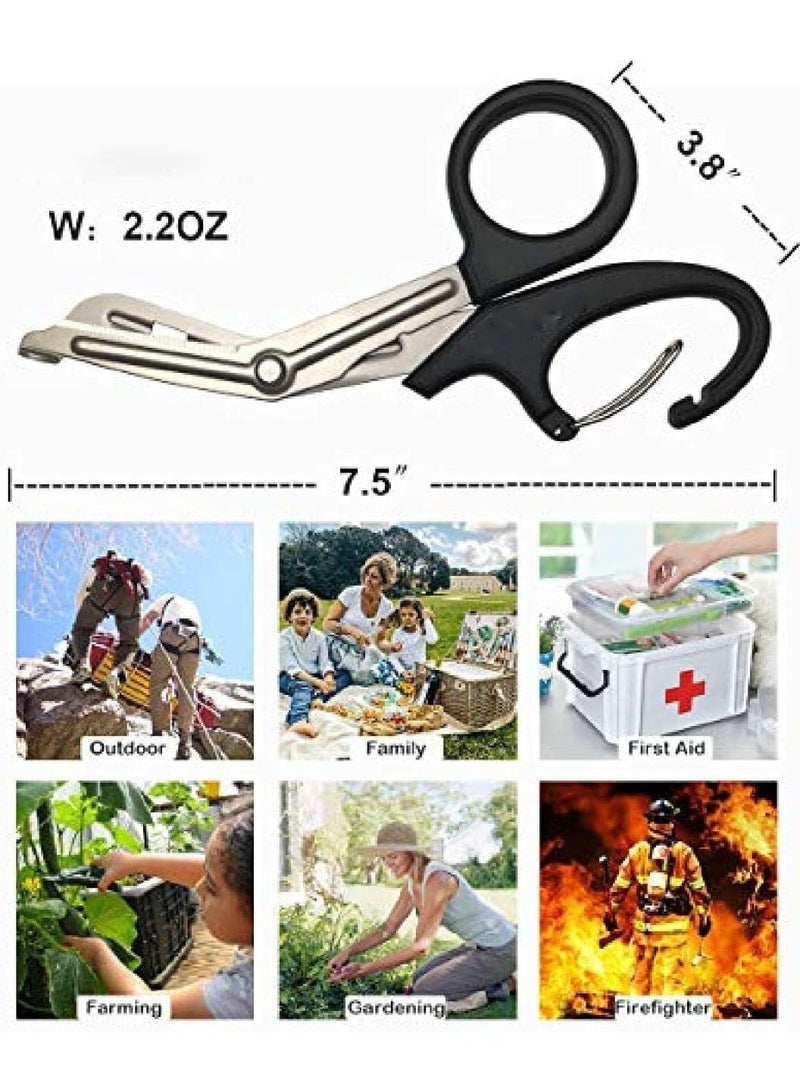 ChicAbode 2 Pack 7.5" Trauma Shears With Carabiner-Titanium Coated Bandage Scissors, Nursing Scissors With Non-Stick Blades Stainless Steel for Workers, Doctors & Nurses - Image 2