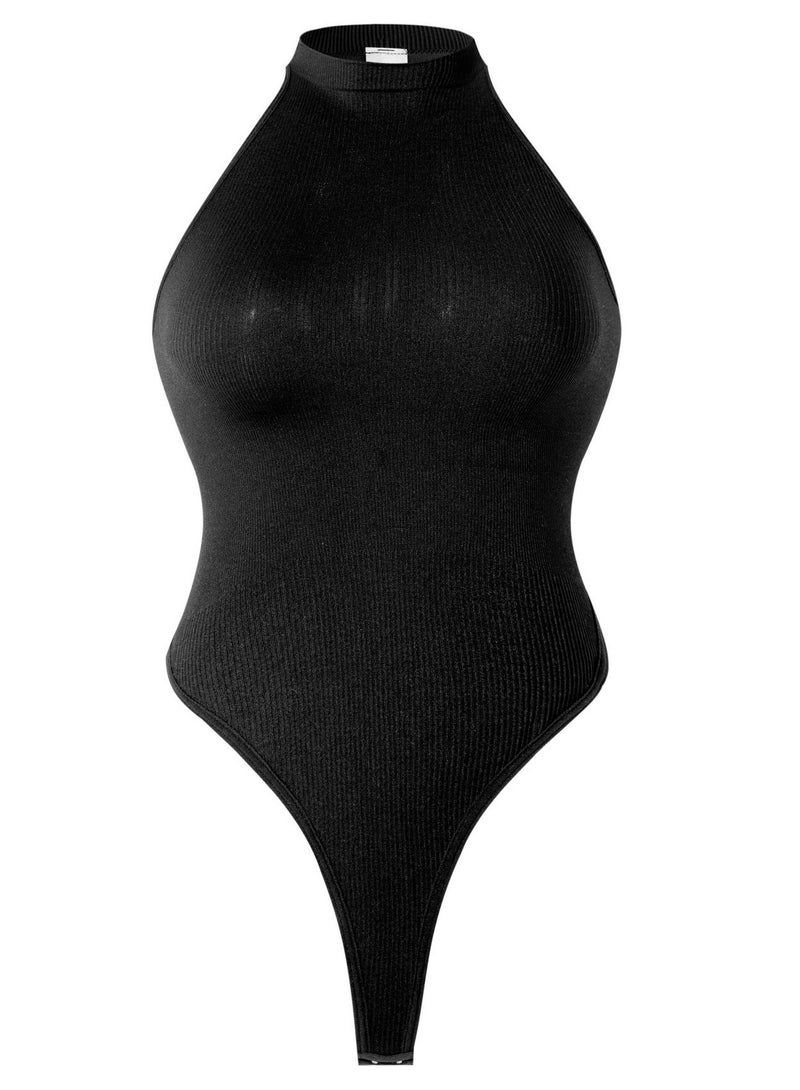 Loquat Women's Solid Color Bodysuit Shapewear Thong Tummy Control Slimming Jumpsuit Lifting Bodysuit Black 