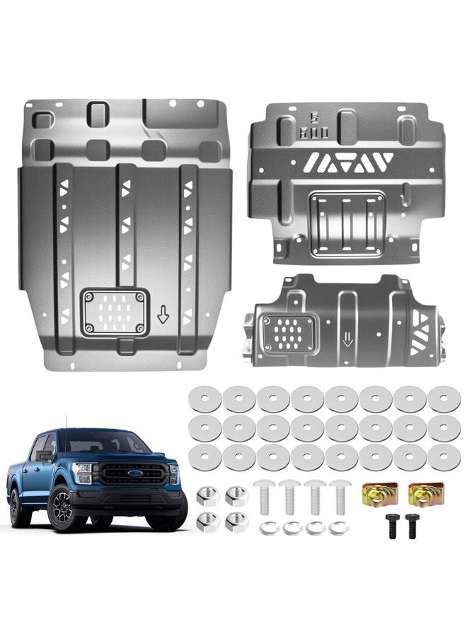 Piiterpart Full Skid Plate for Ford F150 2015 2016 2017 2018 2019 2020 2021 2022, Heavy-Duty Underbody with Engine Front Drivetrain Center, Rear Axle Protection, Reinforced Guards, Rustproof Defense - Image 1