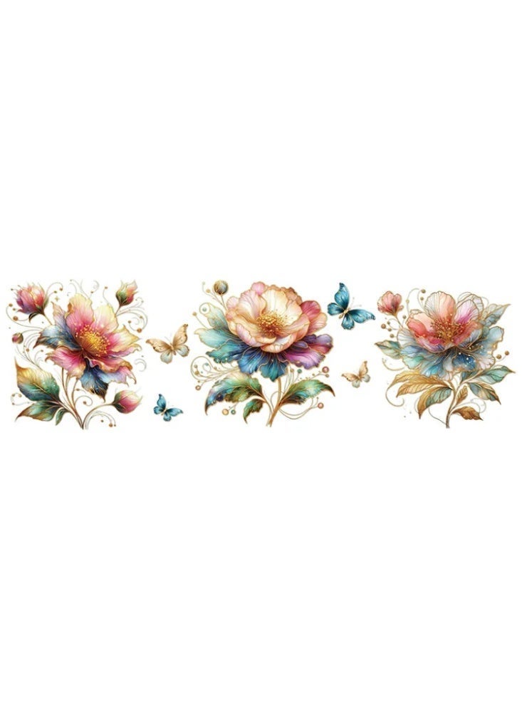 3D Embossed Peony & Butterfly Toilet Sticker, Waterproof Removable Bathroom Decor Decal - Image 2