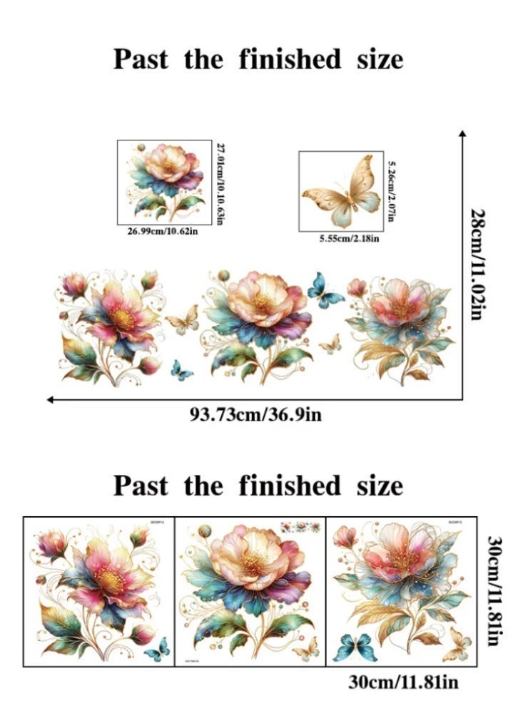 3D Embossed Peony & Butterfly Toilet Sticker, Waterproof Removable Bathroom Decor Decal - Image 3