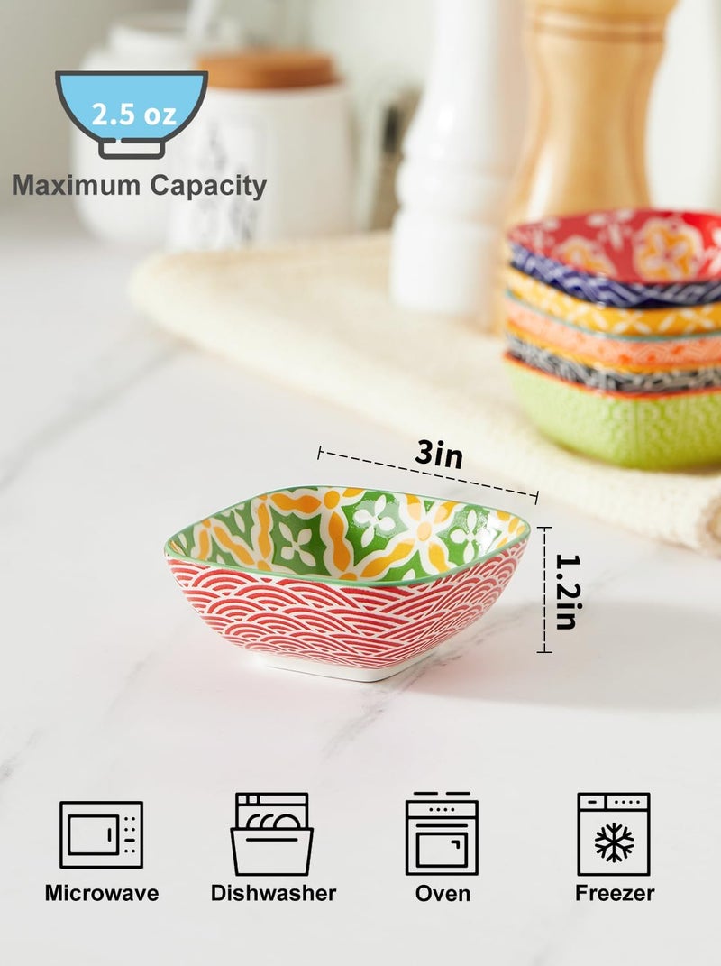 Metahom Small Dipping Bowls Ceramic Dipping Sause Dish for Soy Sauce 3 Inch Mini Little Bowl Set for Condiments Sushi Appetizers Side Dish Set of 6 - Image 2