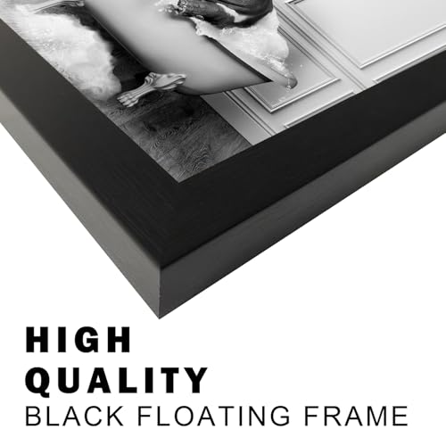 Melpa Art Black and White Bathroom Wall Decor Funny Hippo in Bathtub Wall Art Framed Humor Bathroom Signs Cute Animal Cnvas Print Artwork - Image 5