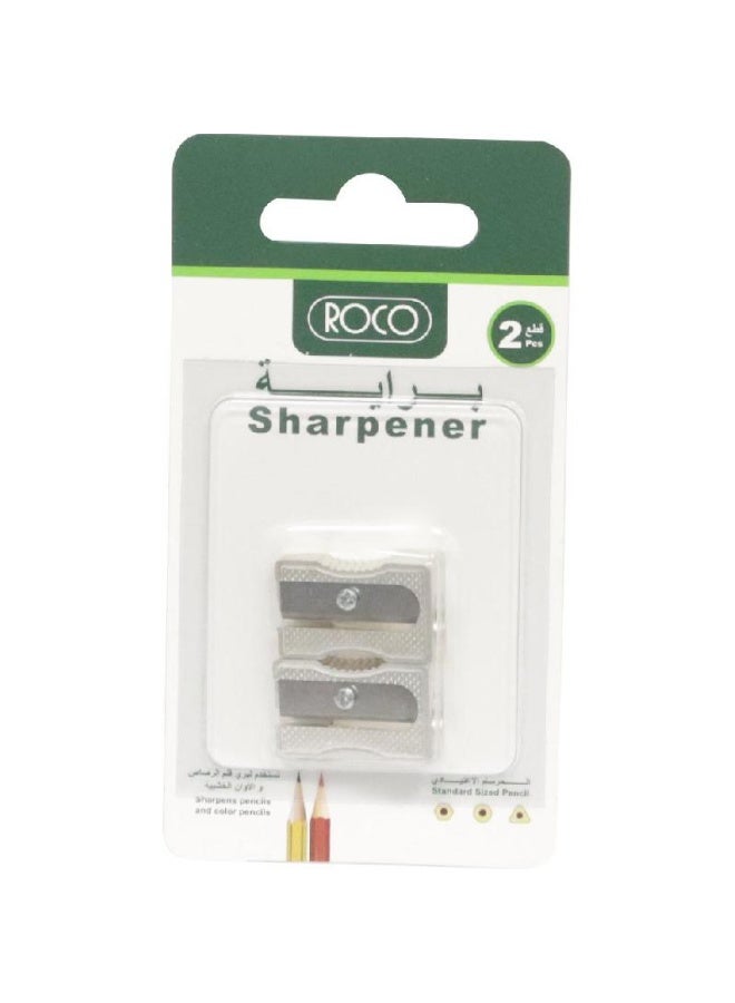 ROCO Pack of 2 Pocket Sharpeners (1 Hole-Silver) - Image 1