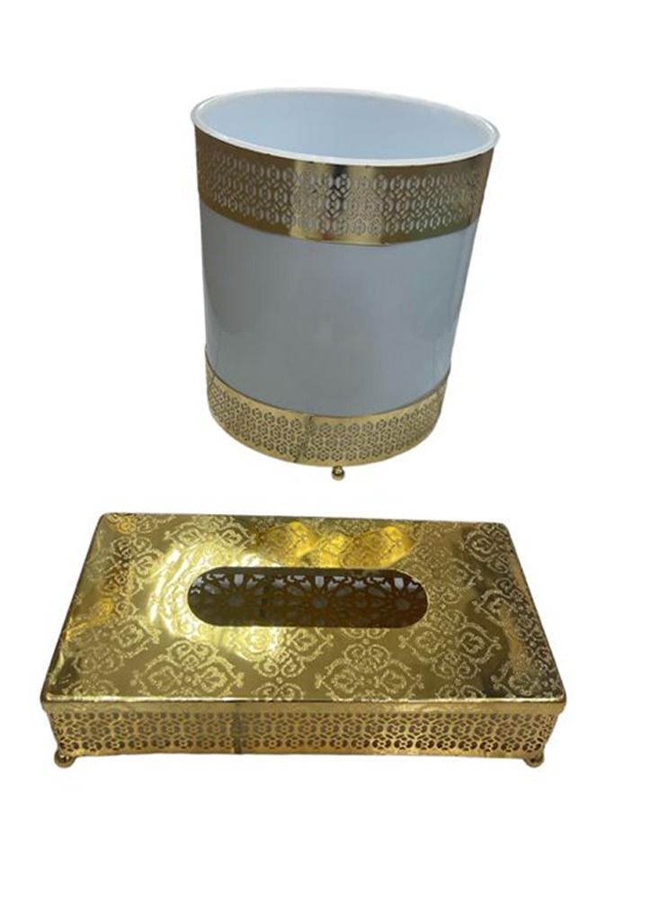 Trash basket and tissue box set, an elegant touch for your home. - Image 2