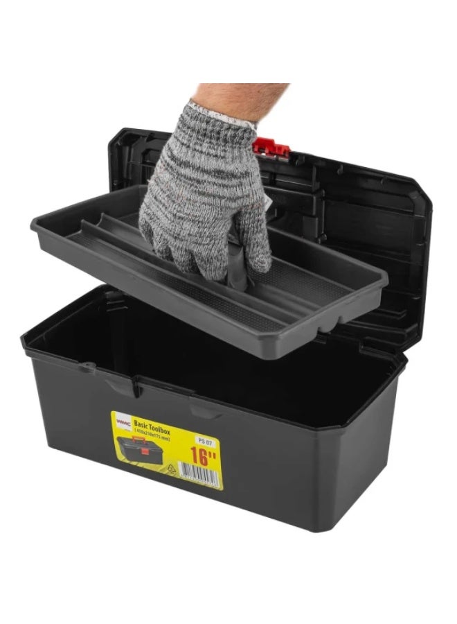 WMC TOOLS Plastic Tool Box 16" – 410×210×175mm Tool Storage Organizer for Hand & Power Tool Accessories - Image 2