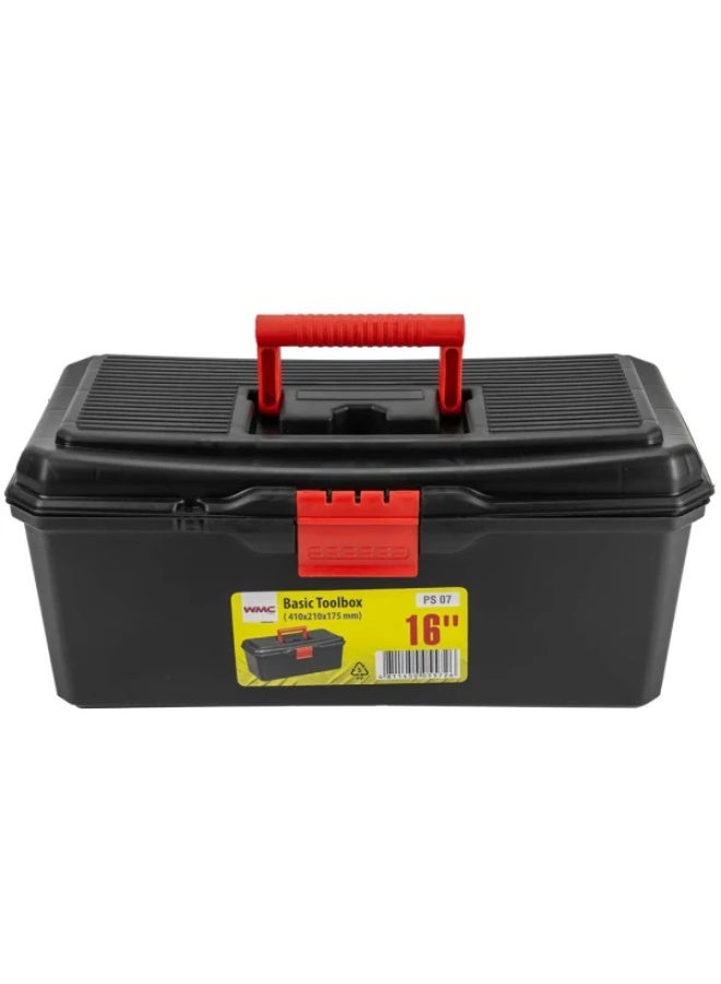 WMC TOOLS Plastic Tool Box 16" – 410×210×175mm Tool Storage Organizer for Hand & Power Tool Accessories - Image 1