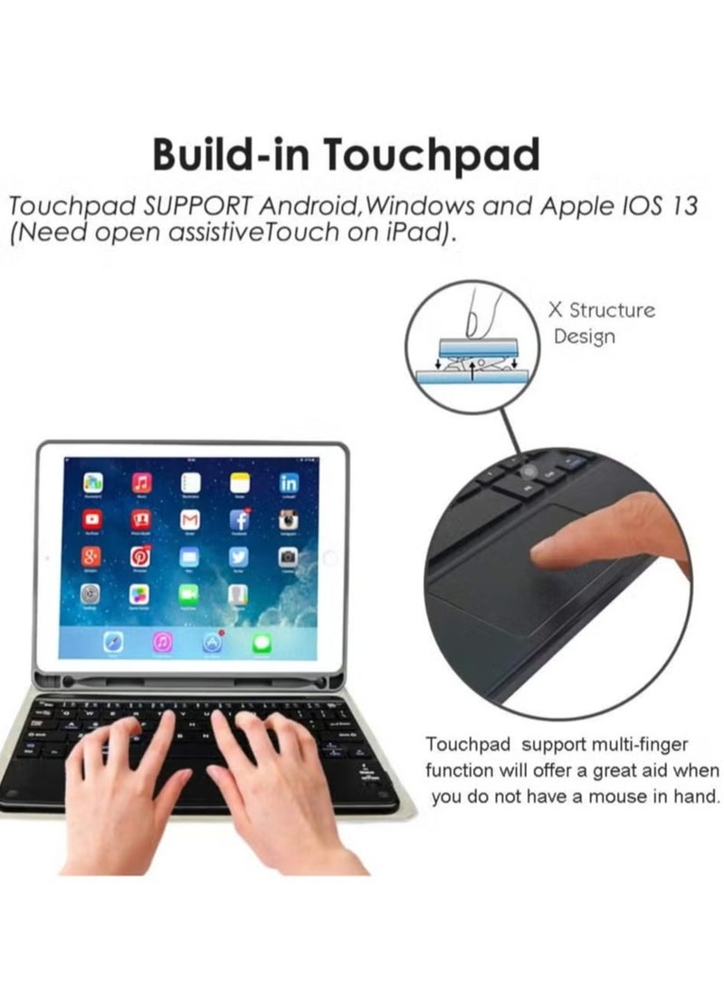 JAJEEK - Keyboard Case Compatible with Touchpad for iPad Mini 7 / iPad Mini 7th Generation 8.3 Inch (2024) – Slim, Lightweight Stand Cover, Magnetic Detachable Wireless Bluetooth Keyboard (Arabic/English) – Perfect for Productivity on the Go (Black) - Image 1
