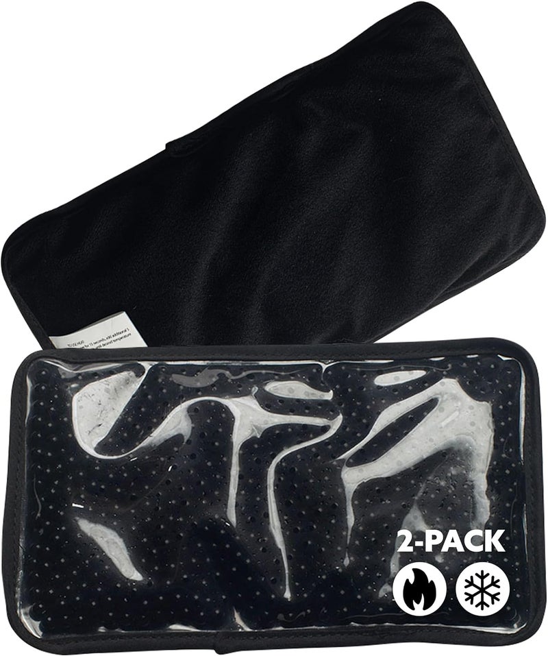 Alpi Rectangle Plush Gel Bead Ice Pack  2 Pack Reusable Ice Packs with Beads for Hot  Cold Therapy  Soft Plush Comfort for Muscle Aches  Relaxation Black - Image 1