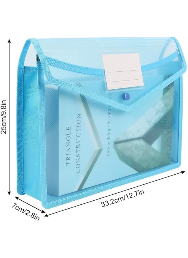 erorex - A4 Plastic Wallets 5 Pcs Popper Wallet Plastic Document Folder Premium Pockets Files Envelope For School Office Home With Snap Closure Large Capacity - Image 1