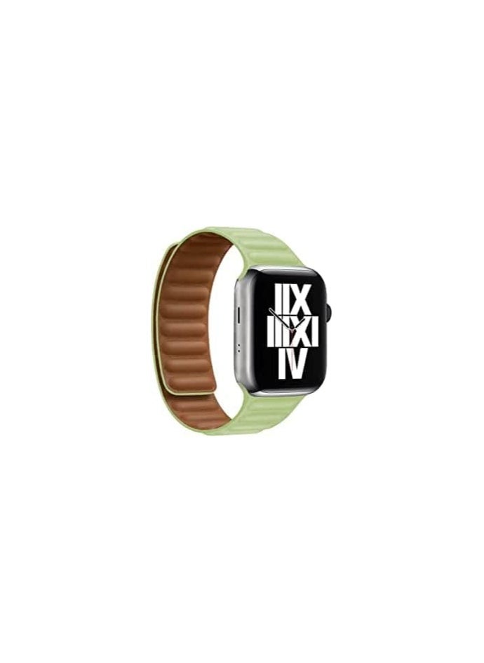 Generic - Magnetic Compatible with Apple Watch 45mm 44mm 42mm  Sport Adjustable Leather Strap with Magnetic Closure System for iWatch Series 8/7/SE/6/5/4/3/2/1 (Light Green) - Image 1