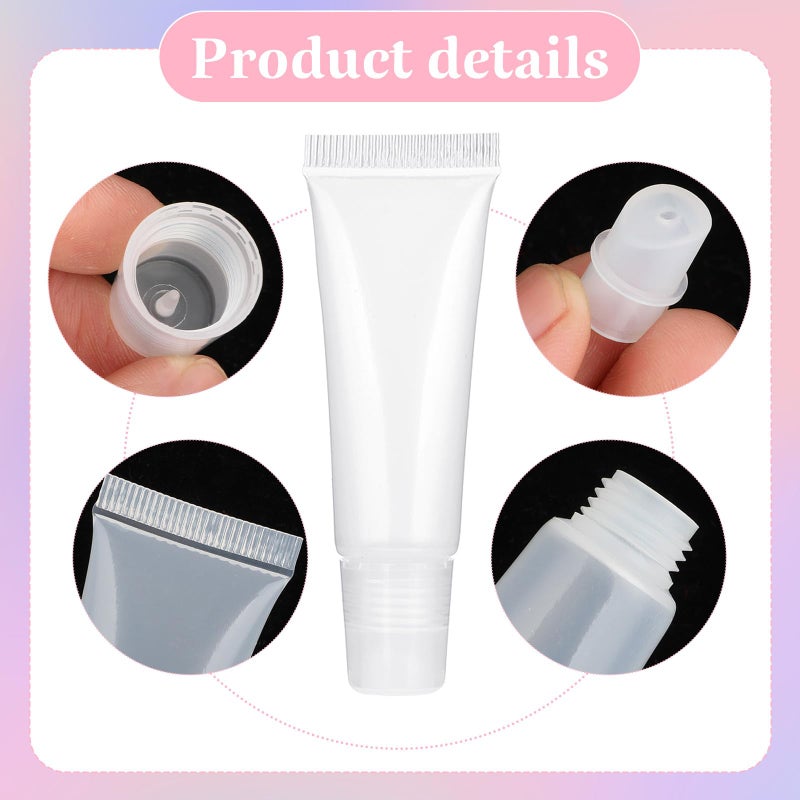 Bruislard 10 Pcs Refillable Travel Toothpaste Tube Empty Lip Gloss Tubes 10ml Clear Lip Balm Containers Refillable Empty Tubes Bottles Balm for Sample Shampoo Makeup Facial Cleanser Lips Gloss - Image 2