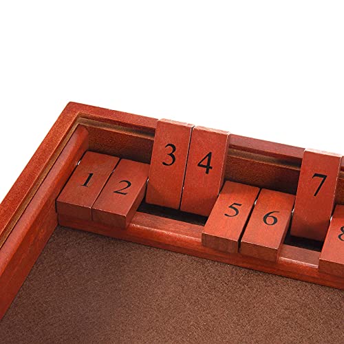 AMEROUS Shut The Box Dice Game，Wooden Board Table Math Game with Lid - 6 Dice - Gift Package - Rules, Classic Board Game for Kids Adults, Family - Image 4