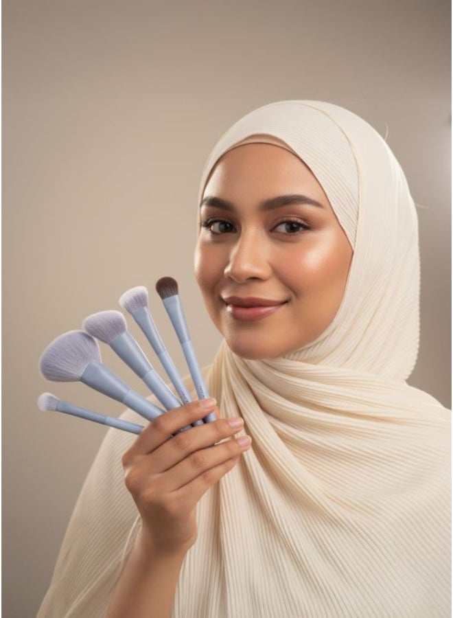 LIGHT BLUE Premium 12-Piece Light Blue Makeup Brush Set with Matching Zippered Storage Bag – Soft Synthetic Bristles, Beginner-Friendly & Perfect for Sensitive Skin - Image 2