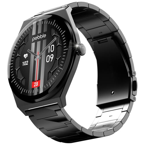 Pebble Royale Steel Luxury Metal Smartwatch | Ultra-Slim Stainless Steel Body, 1.43” Ultra AMOLED Display, Always-On Display, Bluetooth Calling, DIY Watch Faces (Black) - Image 1