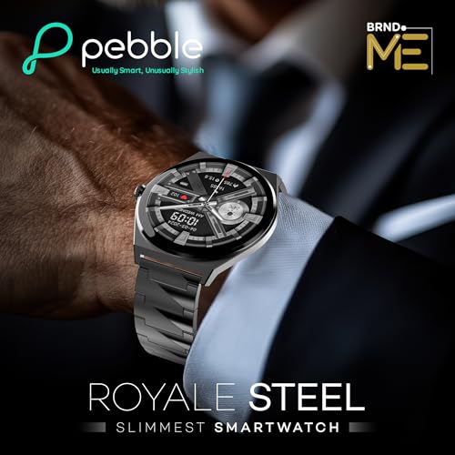Pebble Royale Steel Luxury Metal Smartwatch | Ultra-Slim Stainless Steel Body, 1.43” Ultra AMOLED Display, Always-On Display, Bluetooth Calling, DIY Watch Faces (Black) - Image 2