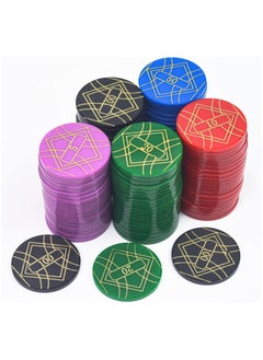 Generic 100 PCS Round Chips with Storage Box, 5 Color Large Plastic Round Chips Counting Numbers Teaching for Crafts Decoration, Plastic Counting Chips for Math  - Image 1