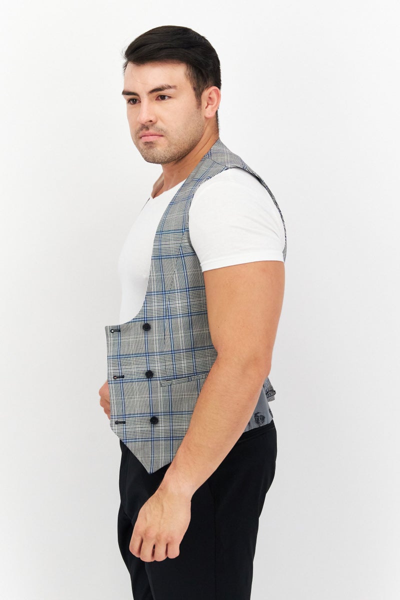 Twisted Tailor سترة مربعة للرجال بقصة عادية، رمادي/أزرق - Image 3