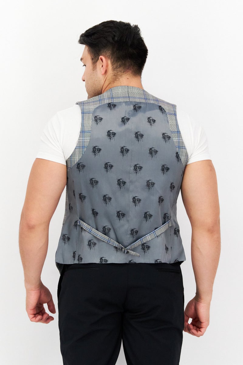 Twisted Tailor سترة مربعة للرجال بقصة عادية، رمادي/أزرق - Image 4