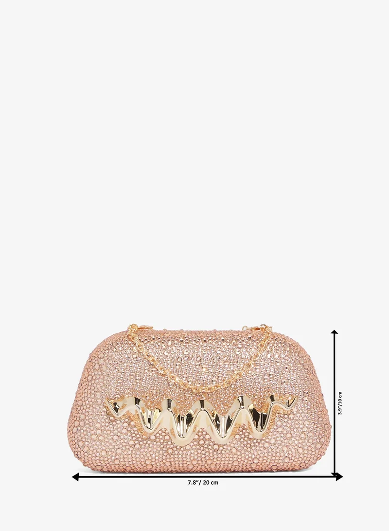 Ella Limited Edition Shimmer Metallic Clutch With Gold Accent Statement