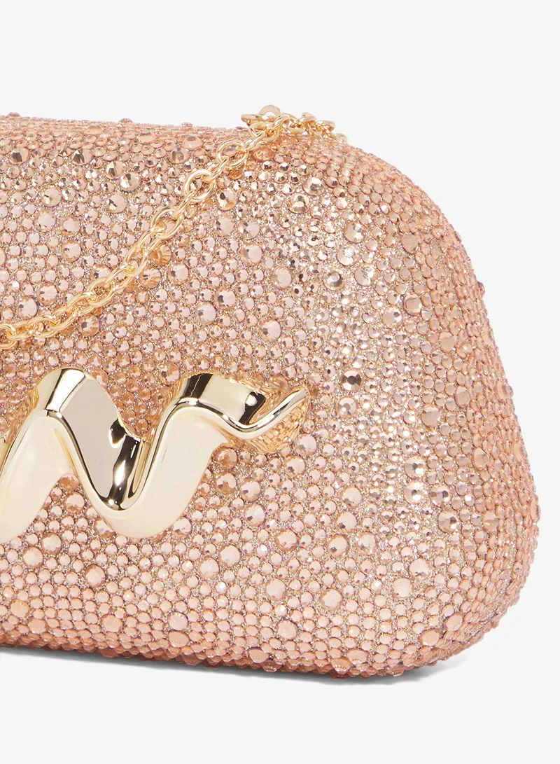 Ella Limited Edition Shimmer Metallic Clutch With Gold Accent Statement