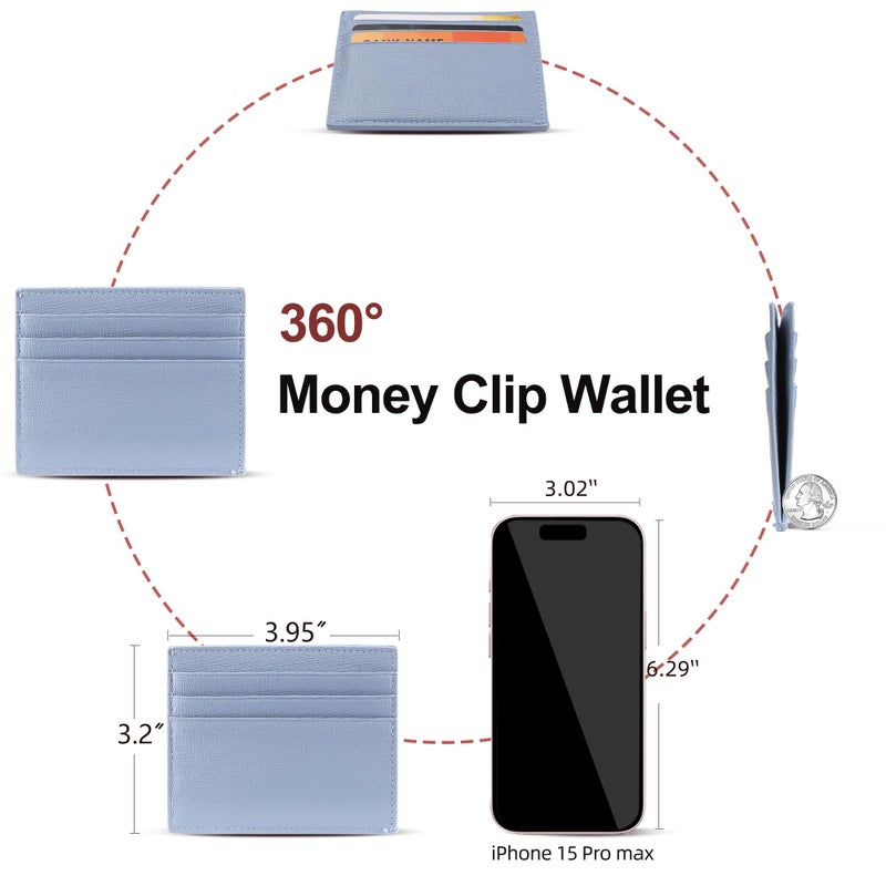 yiijay Credit Card Holder Slim Wallet Money Clip RFID Blocking Credit Card Case Thin Front Pocket Small Wallets for Women Men - Image 4