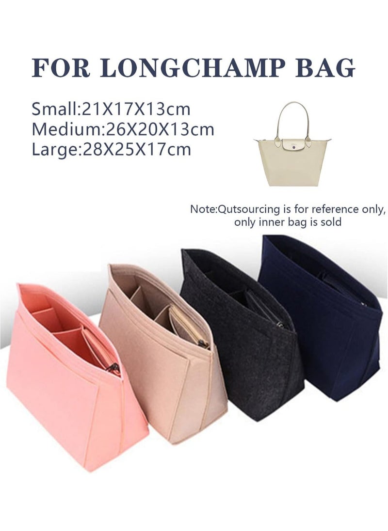 Libra Felt Bag Organizer Insert, Handbag Base Shaper with Zipper (Beige Medium)  - Image 2