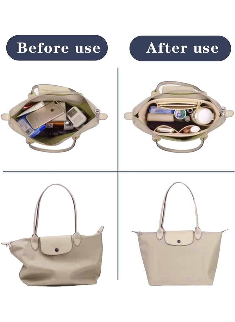 Libra Felt Bag Organizer Insert, Handbag Base Shaper with Zipper (Beige Medium)  - Image 3