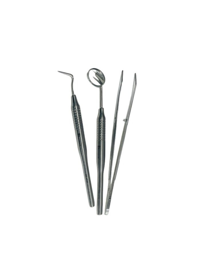 Himmel Tek - Dentech Premium 3-Piece Dental Kit – Stainless Steel Scaler, Mirror, Tweezers for Oral Hygiene – Silver - Image 1