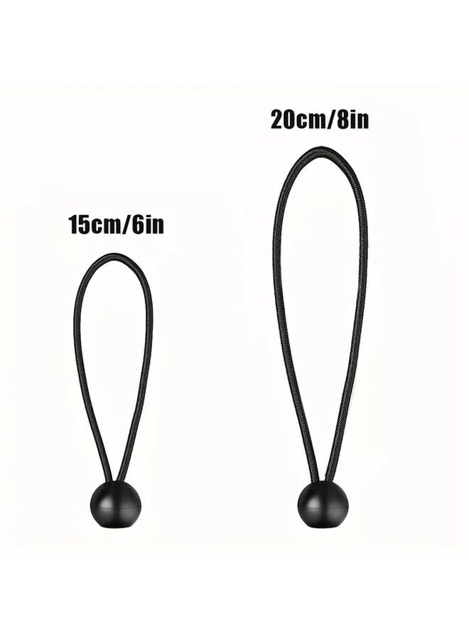 50pcs 8in Black Heavy Duty Latex Ball Bungee Cords Elastic Straps Outdoor Camping - Image 4