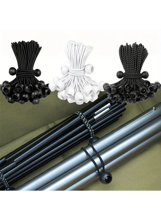 50pcs 8in Black Heavy Duty Latex Ball Bungee Cords Elastic Straps Outdoor Camping - Image 2