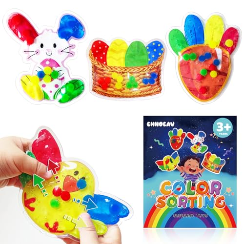 CHHOEAV 4 Pcs Color Sorting Sensory Toys Color Matching Game Quiet Travel Toy Easter Basket Stuffers Essential Easter Egg fillers Gift for Toddlers Montessori Toys for Kids Boys Girls - Image 1