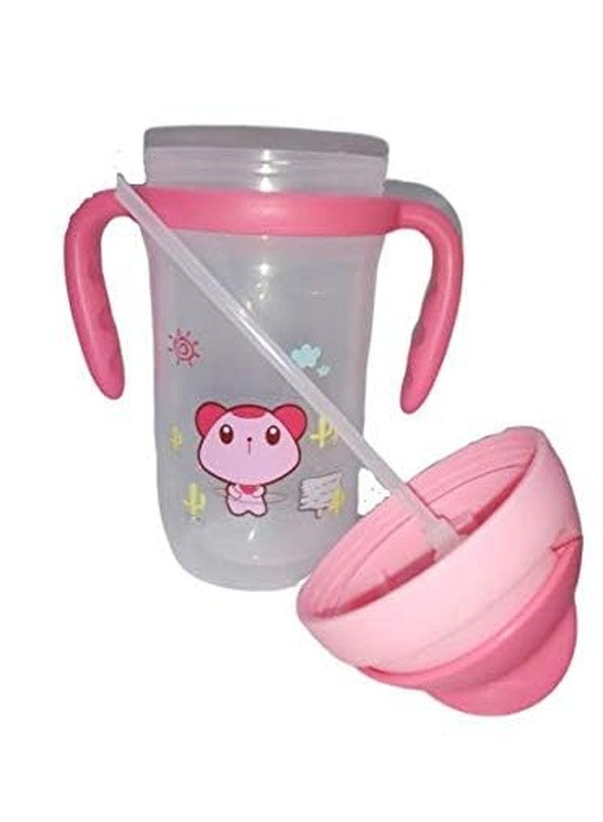 APLAM CHAPLAM Baby Cute Stylish Bpa Free Unbreakable Sippy Cup (Sipper Kids Mug) Straw Sipper Infant PP Water/Juice Training Gravity Sipper Cup with Handles 330ml (Pink) - Image 4