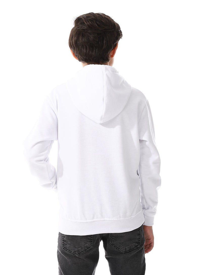 Andora Kangaroo Pockets Fleeced Boys Hoodie_ White - Image 3