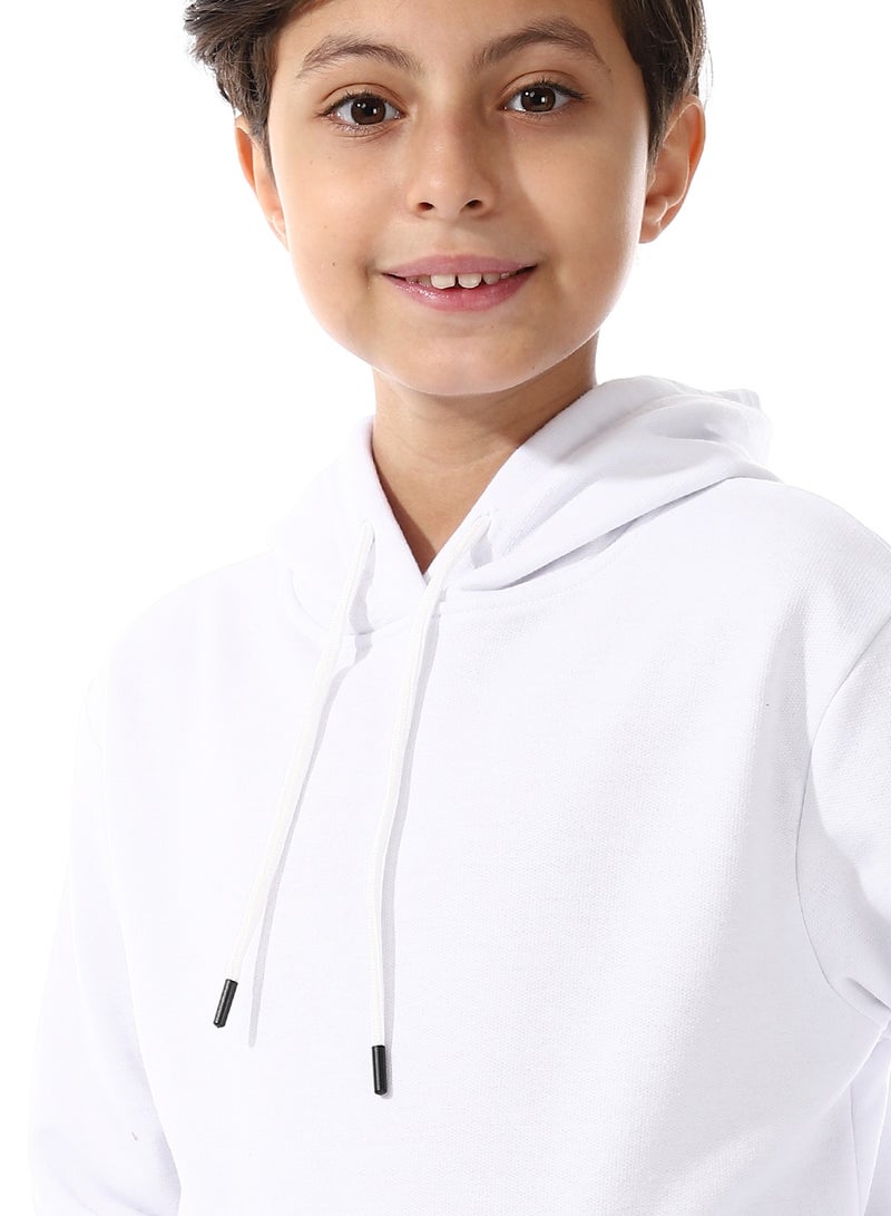Andora Kangaroo Pockets Fleeced Boys Hoodie_ White - Image 4