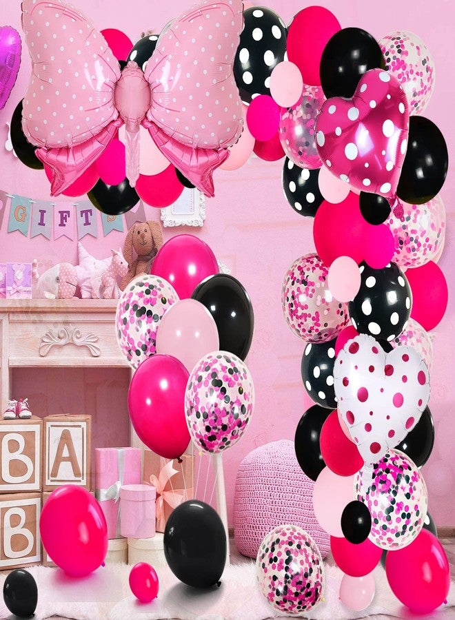 Haptda Mini Mouse Balloon Garland Arch Kit Light Pink Rose Red Black Bot Latex Balloons Confetti Balloon Bow Heart Love Foil Balloons Set for Baby Shower Decorations Birthday Party Supplies - Image 2