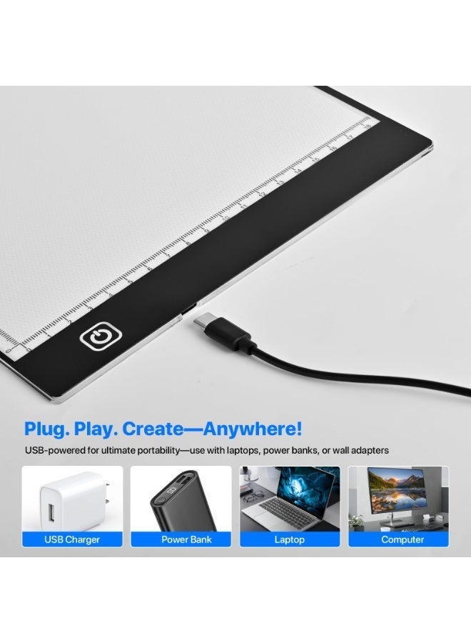 Bukela LED Light Pad for Tracing & Drawing, A4 USB Powered Light Box with Adjustable Brightness, Ultra Slim 5mm Light Board for Diamond Painting, Sketching, Stenciling, Calligraphy, Sewing & Tattoo Transfer - Image 4