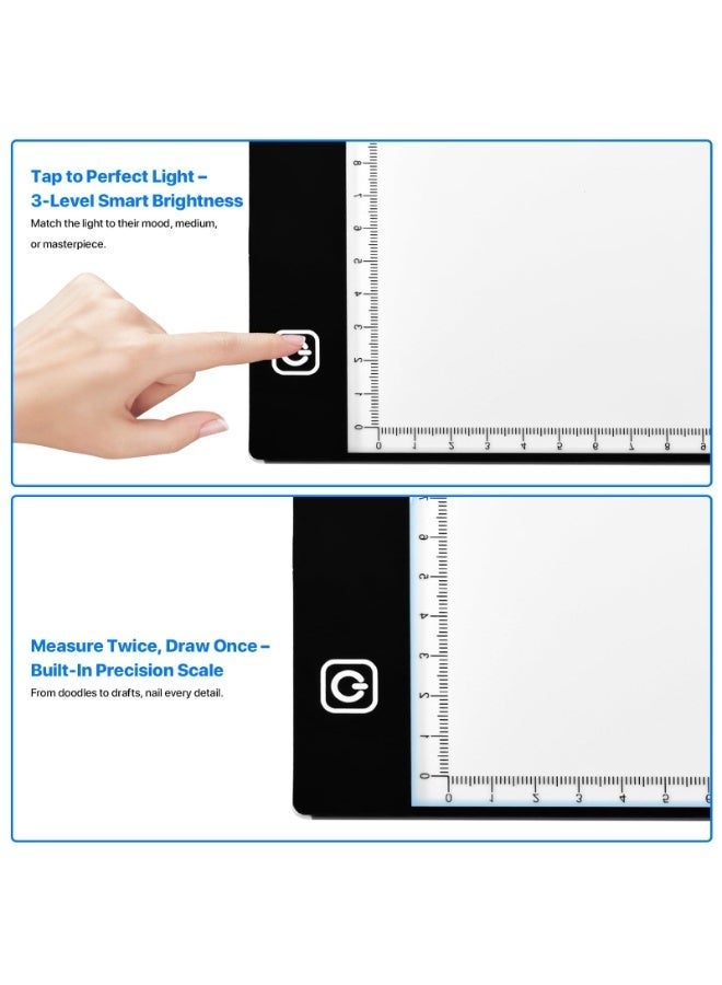 Bukela LED Light Pad for Tracing & Drawing, A4 USB Powered Light Box with Adjustable Brightness, Ultra Slim 5mm Light Board for Diamond Painting, Sketching, Stenciling, Calligraphy, Sewing & Tattoo Transfer - Image 5