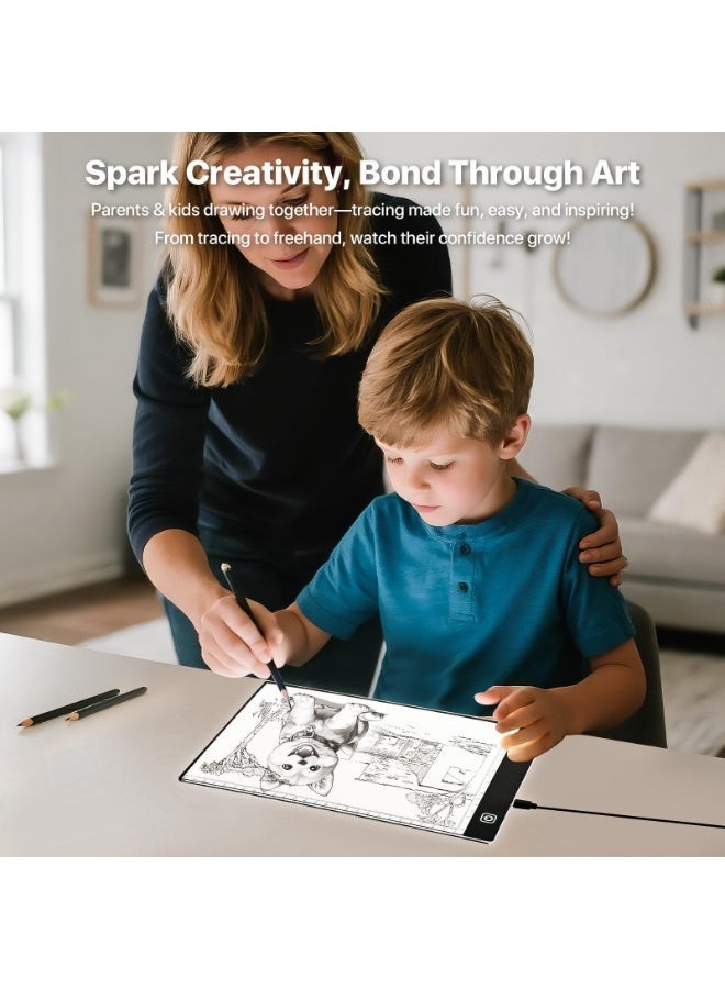 Bukela LED Light Pad for Tracing & Drawing, A4 USB Powered Light Box with Adjustable Brightness, Ultra Slim 5mm Light Board for Diamond Painting, Sketching, Stenciling, Calligraphy, Sewing & Tattoo Transfer - Image 2