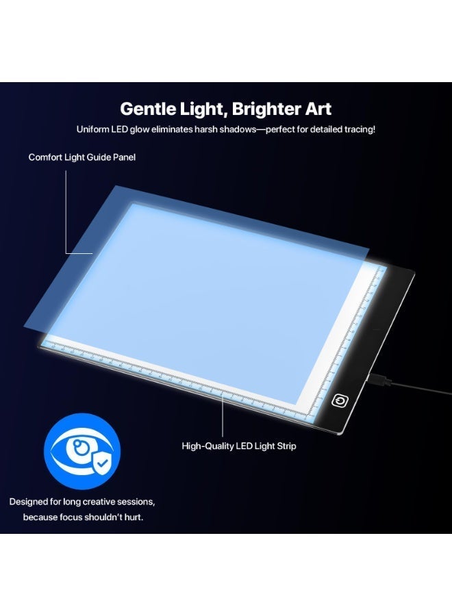 Bukela LED Light Pad for Tracing & Drawing, A4 USB Powered Light Box with Adjustable Brightness, Ultra Slim 5mm Light Board for Diamond Painting, Sketching, Stenciling, Calligraphy, Sewing & Tattoo Transfer - Image 3