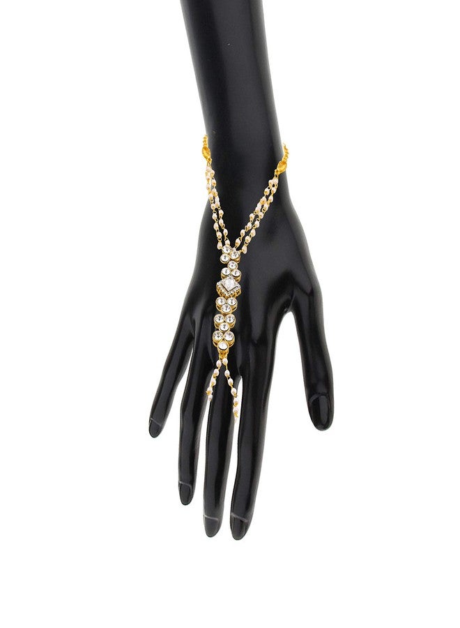 Amaal Fashion Jewellery Adjustable Freesize Gold Chain Bracelet Rings for Girls Women Girlfriend Love American Diamond Ring Jewellery Set for Womens -Bracelet ring-A7101 - Image 2