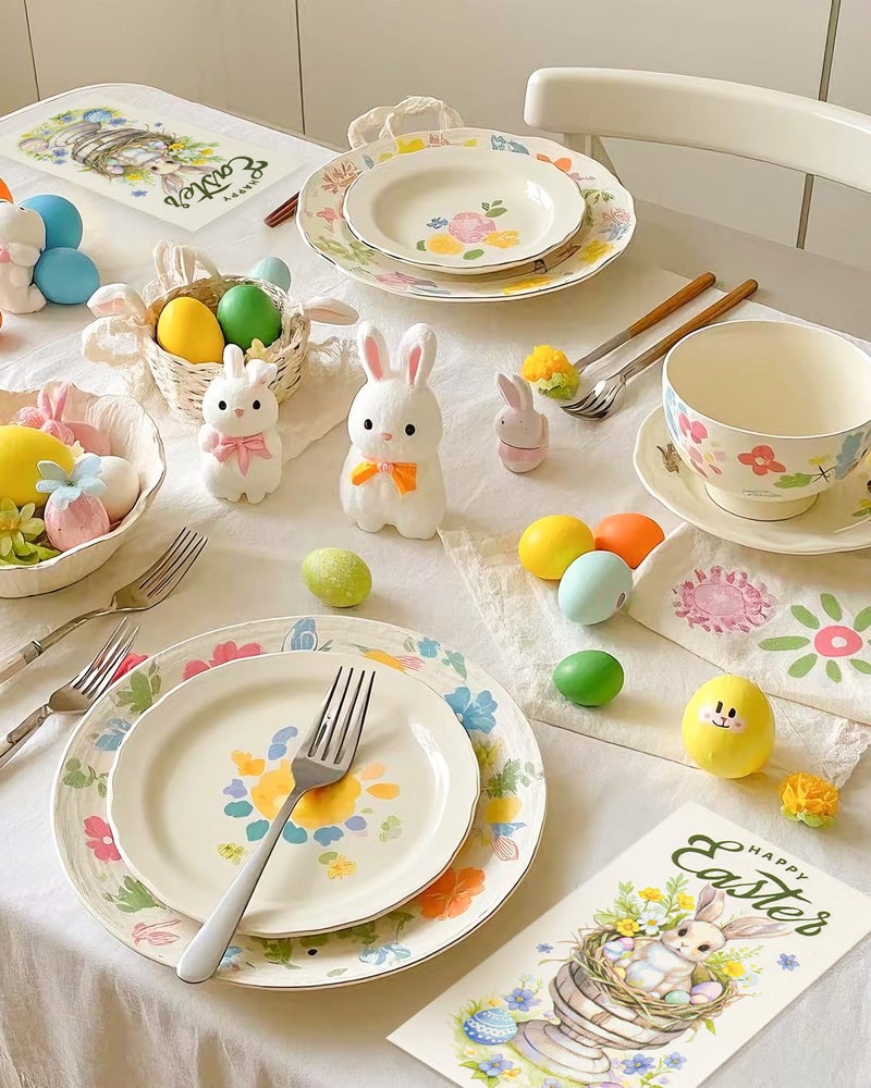 Yoshiky 50 Sheet Happy Easter Napkins Bunny Flower Easter Eggs Disposable Decorative Hand Spring Paper Napkin for Decoupage Kitchen Party Supplies Table Decor, 15.7 x 13 Inch - Image 3