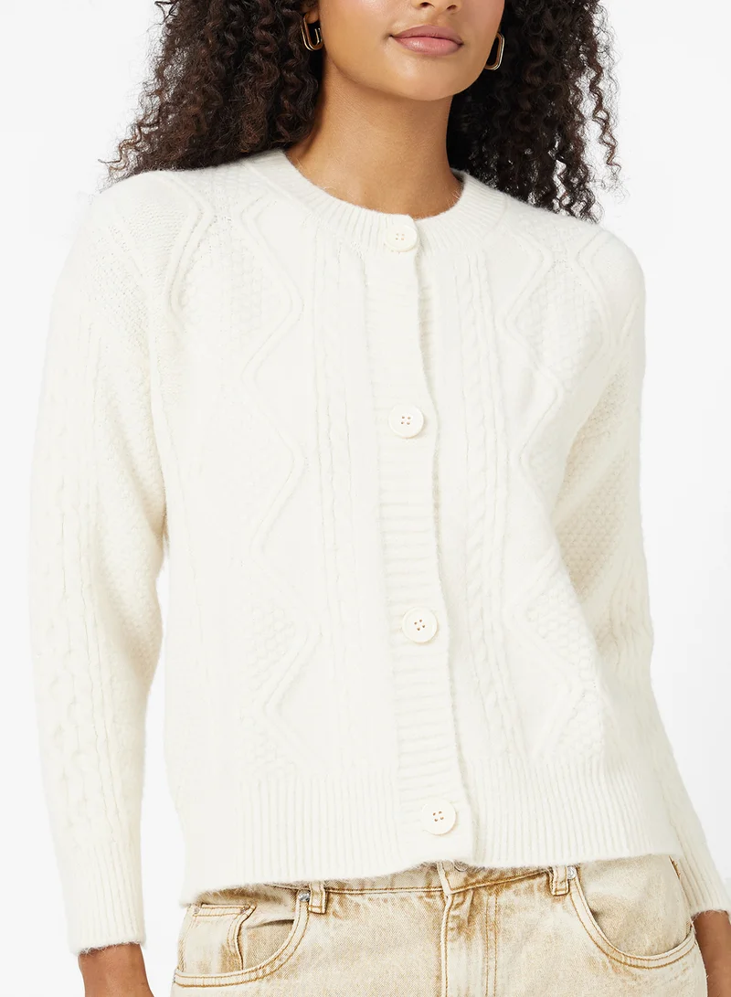جينجر Chunky Knit Button Up Cardigan