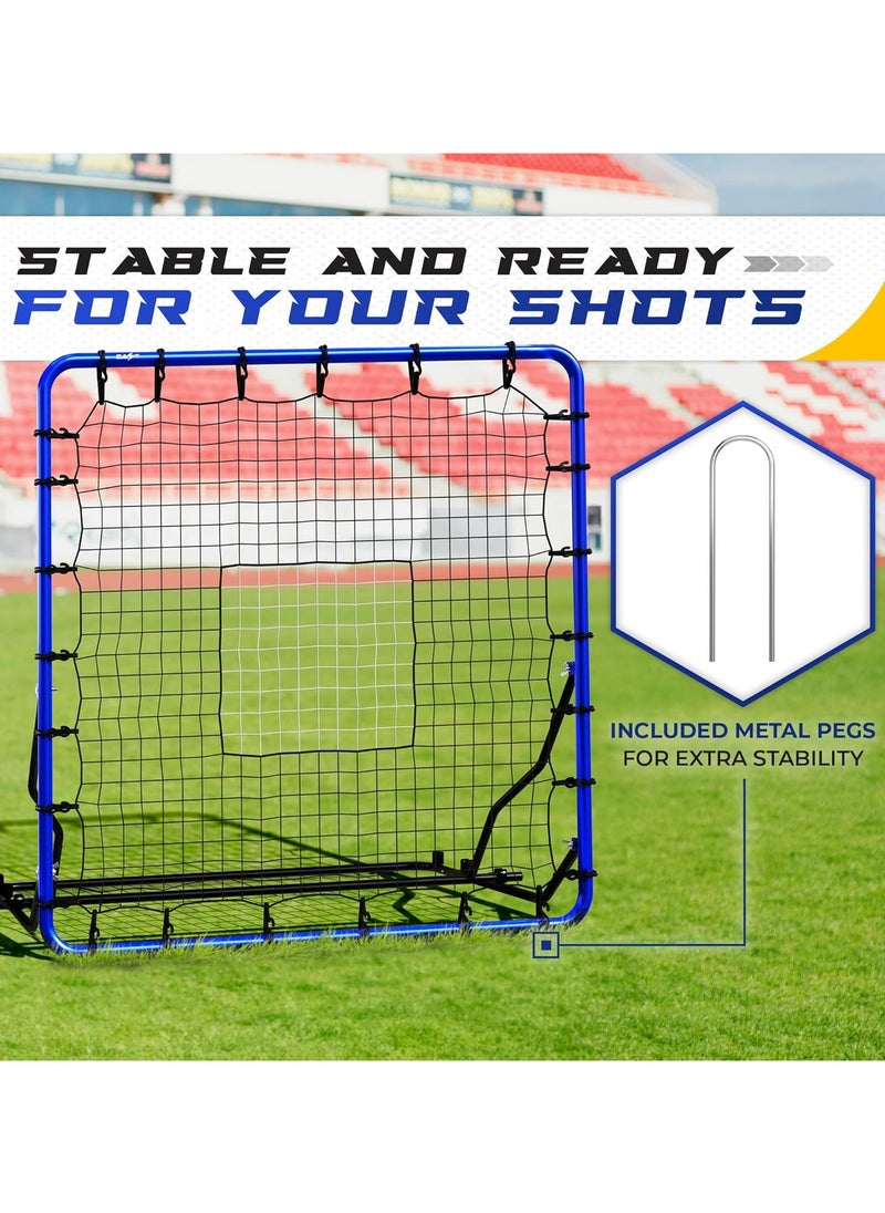 Volleyball Rebounder Net - Adjustable Volleyball Equipment, Soccer Nets, Baseball Rebounders Nets & Lacrosse Practice Net w Robust Steel Frame & PE Netting - Easy Setup Bounce Back Training Aids