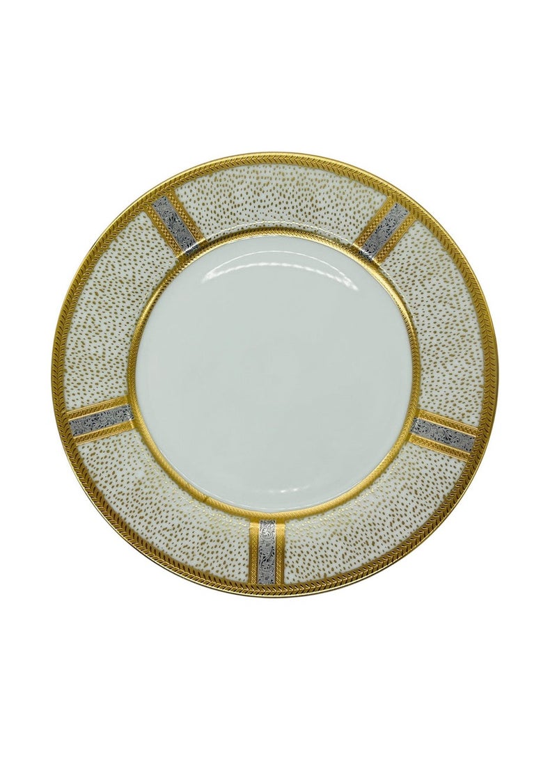 Veronese Ceramic Serving Plate 10.75", Italian Design, White-Gold and Silver Designs - Image 2