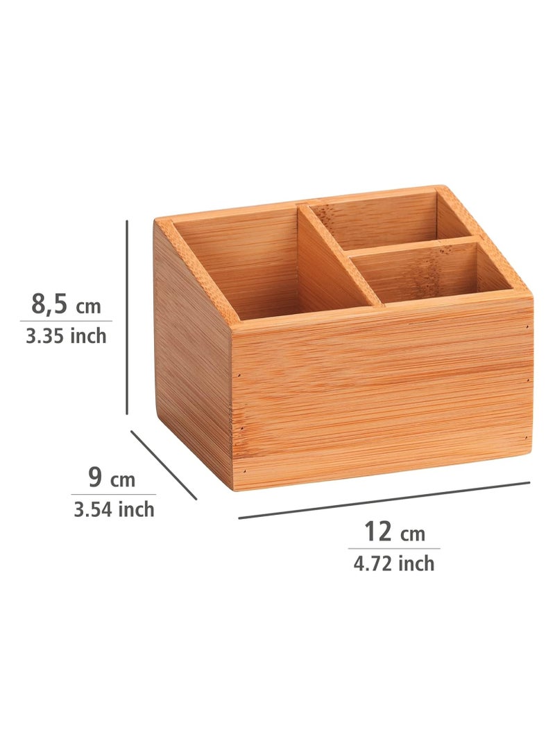 Natural Beech Wood Organiser Box with 3 Compartments - Storage Box, Bathroom Basket, Natural Beech Wood, brown, 12 x 8 x 9 cm  - Image 3