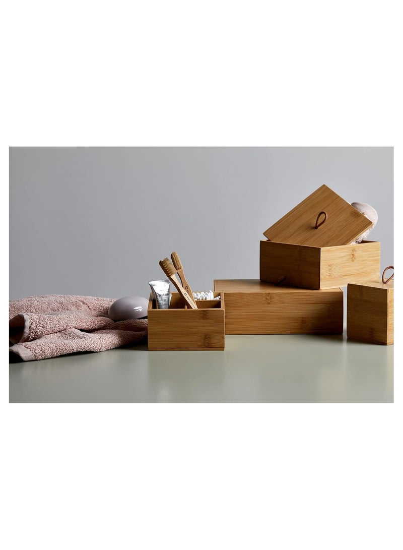 Natural Beech Wood Organiser Box with 3 Compartments - Storage Box, Bathroom Basket, Natural Beech Wood, brown, 12 x 8 x 9 cm  - Image 4