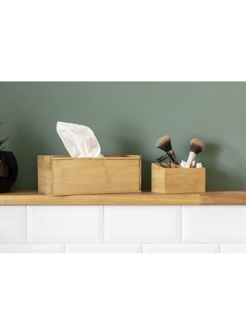 Natural Beech Wood Organiser Box with 3 Compartments - Storage Box, Bathroom Basket, Natural Beech Wood, brown, 12 x 8 x 9 cm  - Image 5